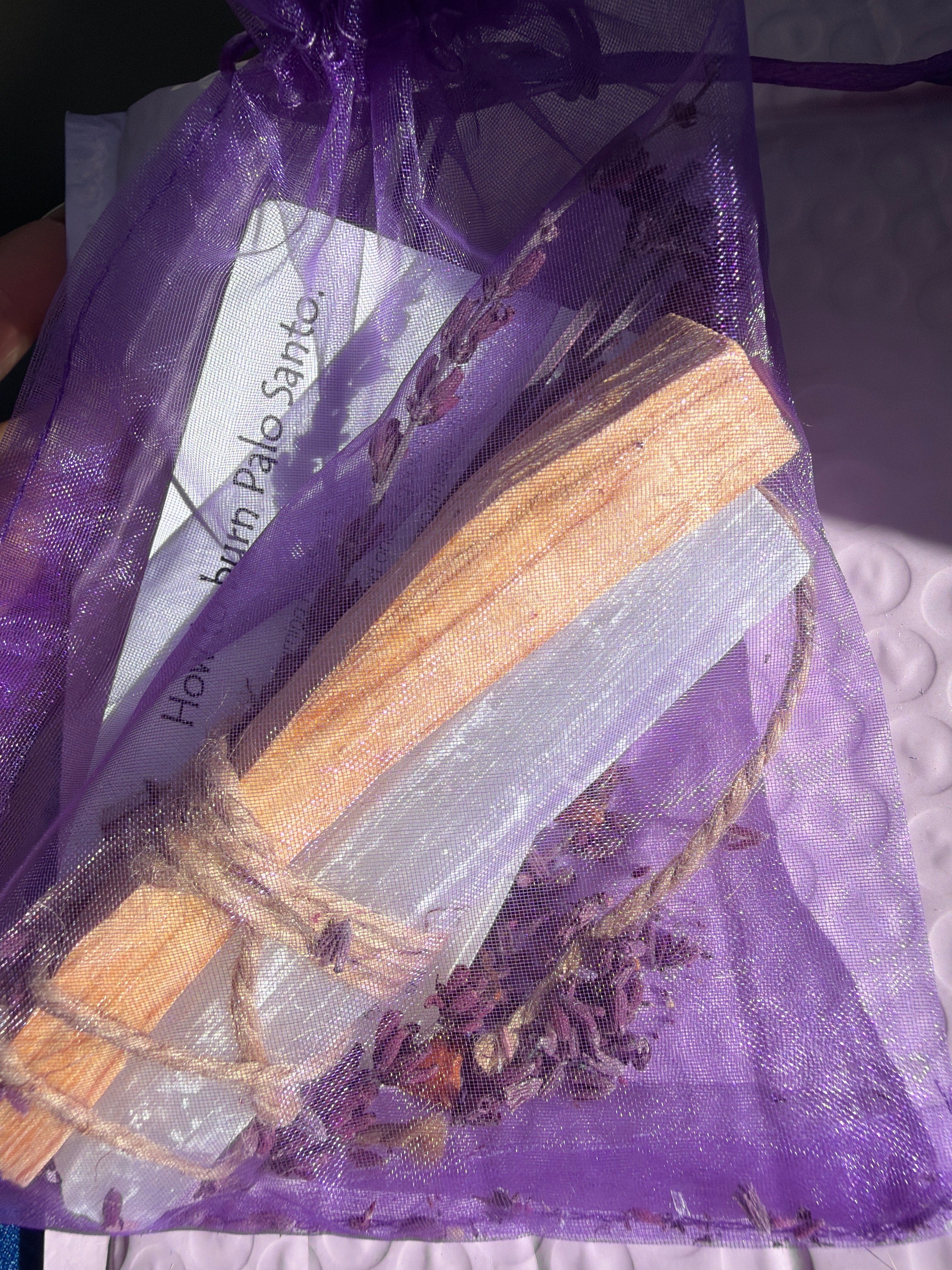 Selenite. Palo Santo and lavender